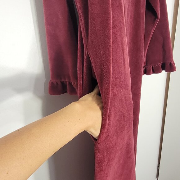 Countess Vintage Burgundy House Robe Pockets Zipper Sleepwear Grandma Size Small - Picture 5 of 10